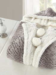 Aira Snuggle Hoodie Animal Print Robe Cozy Super Soft Ultra Plush Micromink Sherpa Lined Wearable Blanket - Beige