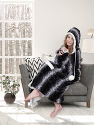 Aisha Snuggle Hoodie Animal Print Robe Cozy Super Soft Ultra Plush Micromink Sherpa Lined Wearable Blanket