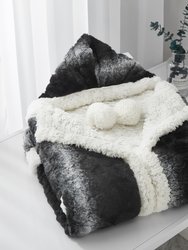 Aisha Snuggle Hoodie Animal Print Robe Cozy Super Soft Ultra Plush Micromink Sherpa Lined Wearable Blanket - Black