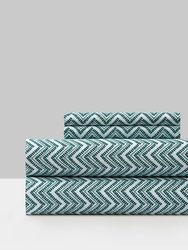 Alanah 3 Piece Sheet Set Super Soft Contemporary Striped Chevron Pattern Design - Green