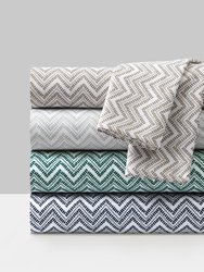 Alanah 3 Piece Sheet Set Super Soft Contemporary Striped Chevron Pattern Design