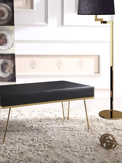 Chic Home Design Aldelfo Bench PU Leather Upholstered Brass Finished Frame Hairpin Legs, Contemporary Modern product