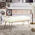 Aldelfo Bench PU Leather Upholstered Brass Finished Frame Hairpin Legs, Contemporary Modern - Cream