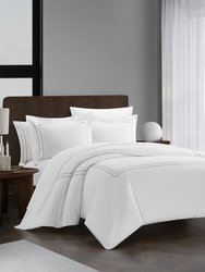 Alder 7 Piece Cotton Duvet Cover Set With Dual Stripe Embroidered Hotel Collection Bed In A Bag Bedding