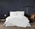 Alford 3 Piece Organic Cotton Duvet Cover Set Solid White With Dual Stripe Embroidered Border Hotel Collection Bedding - Beige