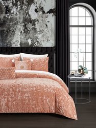 Alianna 5 Piece Comforter Set Crinkle Crushed Velvet Bedding - Blush