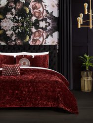Alianna 5 Piece Comforter Set Crinkle Crushed Velvet Bedding - Burgundy