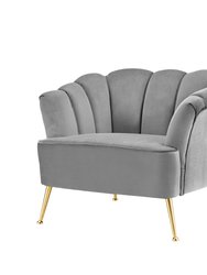 Alicia Club Chair Velvet Upholstered Vertical Channel Tufted Single Bench Cushion Design Gold Tone Metal Legs, Modern Contemporary