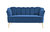 Alicia Love Seat Velvet Upholstered Vertical Channel Tufted Single Bench Cushion Design Gold Tone Metal Legs, Modern Contemporary - Navy