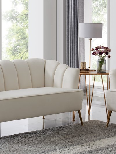 Chic Home Design Alicia Love Seat Velvet Upholstered Vertical Channel Tufted Single Bench Cushion Design Gold Tone Metal Legs, Modern Contemporary product