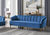 Alicia Sofa Velvet Upholstered Vertical Channel Tufted Single Bench Cushion Design Gold Tone Metal Legs, Modern Contemporary - Navy