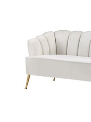 Alicia Sofa Velvet Upholstered Vertical Channel Tufted Single Bench Cushion Design Gold Tone Metal Legs, Modern Contemporary