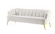 Alicia Sofa Velvet Upholstered Vertical Channel Tufted Single Bench Cushion Design Gold Tone Metal Legs, Modern Contemporary