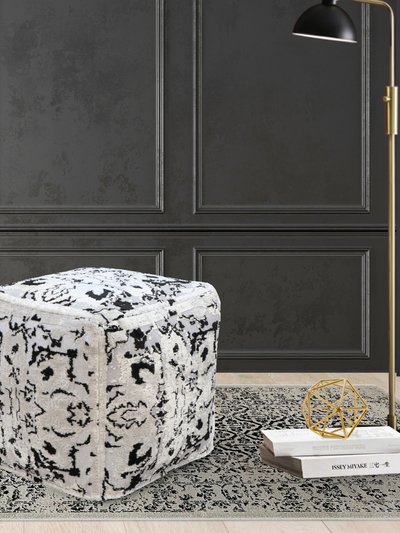 Chic Home Design Alina Ottoman Viscose Upholstered Two Tone Abstract Pattern Design Square Pouf, Modern Transitional product