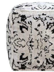 Alina Ottoman Viscose Upholstered Two Tone Abstract Pattern Design Square Pouf, Modern Transitional