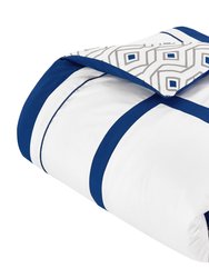 Alon 9 Piece Reversible Comforter Set Bed In A Bag Contemporary Hotel Collection Bold Lines Design Geometric Pattern Print Bedding