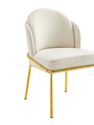Anabel Dining Chair Set Velvet Upholstered Armless Design Architectural Gold Tone Solid Metal Base - Set Of 2, Modern Contemporary