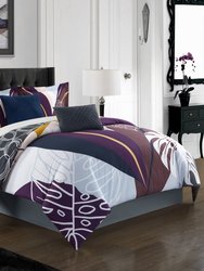 Anaea Home Anae 7 Piece Comforter Set Large Scale Abstract Floral Pattern Print Bed In A Bag