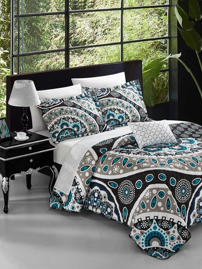 Chic Home Design Andalusia 4 Piece Reversible Quilt Cover Set Microfiber Large Scale Paisley Print With Contemporary Geometric Patterned Backing Bedding product