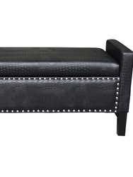 Archer PU Leather Black Storage Bench - Black