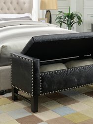 Archer PU Leather Black Storage Bench