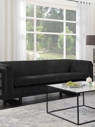 Arianna Sofa Linen-Textured Upholstery Espresso Finished Lattice Wood Frame