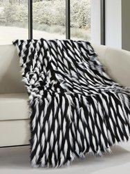 Ariella Throw Blanket New Faux Fur Collection Cozy Super Soft Ultra Plush Micromink Backing Decorative Two-Tone Design - Black