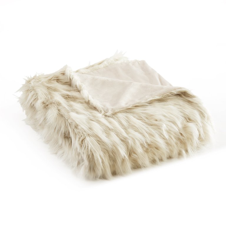 Ariella Throw Blanket New Faux Fur Collection Cozy Super Soft Ultra Plush Micromink Backing Decorative Two-Tone Design