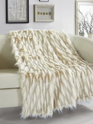 Ariella Throw Blanket New Faux Fur Collection Cozy Super Soft Ultra Plush Micromink Backing Decorative Two-Tone Design - Beige