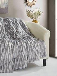 Ariella Throw Blanket New Faux Fur Collection Cozy Super Soft Ultra Plush Micromink Backing Decorative Two-Tone Design - Grey