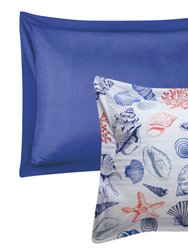 Armil 6 Piece Reversible Comforter Set "Sea, Sand, Surf" Theme Print Design Bed In a Bag