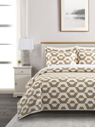 Chic Home Design Arthur 3 Piece Quilt Set Contemporary Geometric Hexagon Pattern Print Design Bedding product