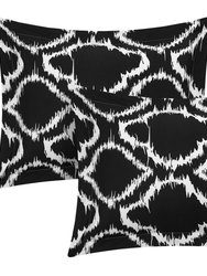 Asya 8 Piece Reversible Duvet Cover Set Two-Tone Ikat Geometric Diamond Pattern Print Zipper Closure Bed In A Bag Bedding