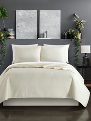 Atasha 5 Piece Quilt Set Box Stitched Design Bed In A Bag - Sheet Set Pillow Sham - Beige