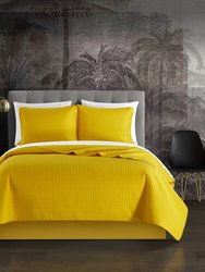 Atasha 5 Piece Quilt Set Box Stitched Design Bed In A Bag - Sheet Set Pillow Sham - Yellow