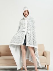 Aubry Snuggle Hoodie Wavy Animal Pattern Robe Cozy Super Soft Ultra Plush Coral Fleece Sherpa Lined Wearable Blanket
