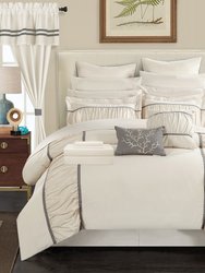 Auburn 24 Piece Comforter Complete Bed In A Bag Pleated Ruffled Designer Embellished Bedding Set - Beige