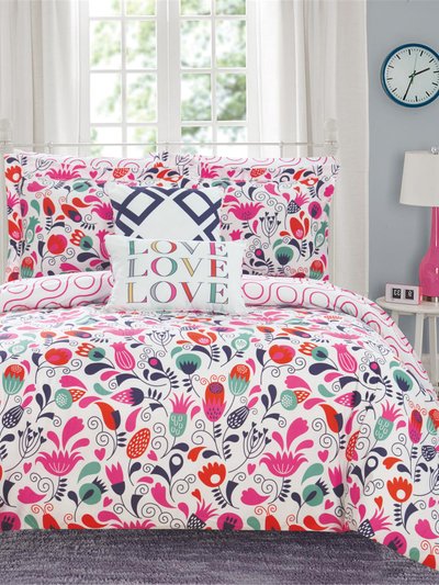 Chic Home Design Audley Garden 9 Piece Reversible Comforter Set Colorful Floral Print Design Bed In A Bag product