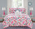 Audley Garden 9 Piece Reversible Comforter Set Colorful Floral Print Design Bed In A Bag - Pink