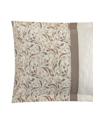 Ava 8 Piece Comforter Set Color Block Floral Pleated Stitching Print Details Design Bed In A Bag Bedding