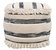Aya Ottoman Cotton Wool Upholstered Striped Design With Fringe Tassels Round Pouf, Modern Transitional