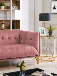 Azalea Love Seat Sofa Velvet Upholstered Tufted Single Bench Cushion Shelter Arm Design Gold Tone Metal Y-Legs, Modern Contemporary