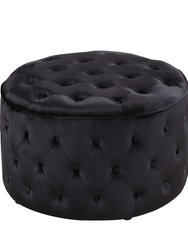 Batya Ottoman Button Tufted Velvet Upholstered Round Pouf, Modern Contemporary