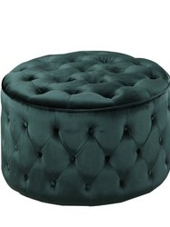 Batya Ottoman Button Tufted Velvet Upholstered Round Pouf, Modern Contemporary