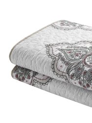 Bene 4 Piece Cotton Jacquard Quilt Set Medallion Embroidered Bedding