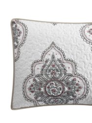 Bene 4 Piece Cotton Jacquard Quilt Set Medallion Embroidered Bedding