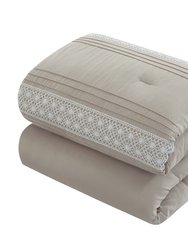 Brice 5 Piece Comforter Set Pleated Embroidered Design Bedding