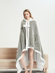 Britt Snuggle Hoodie Animal Pattern Robe Cozy Super Soft Ultra Plush Micromink Coral Fleece Sherpa Lined Wearable Blanket