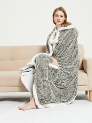 Britt Snuggle Hoodie Animal Pattern Robe Cozy Super Soft Ultra Plush Micromink Coral Fleece Sherpa Lined Wearable Blanket