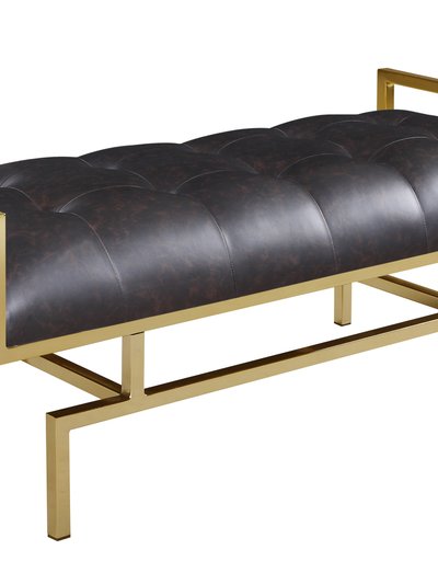 Chic Home Design Bruno PU Leather Modern Contemporary Tufted Seating Goldtone Metal Leg Bench product
